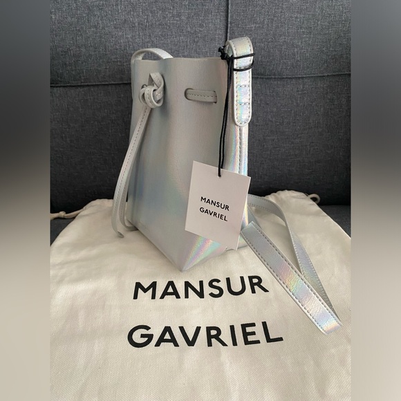 NWT Mansur Gavriel Mini Mini Bucket Bag in Iridescent Leather - Picture 8 of 12